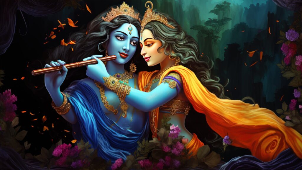 Krishna and wife depiction