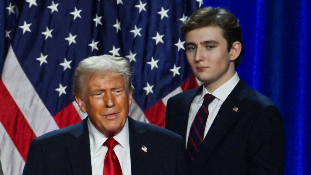 Barron Trump with President